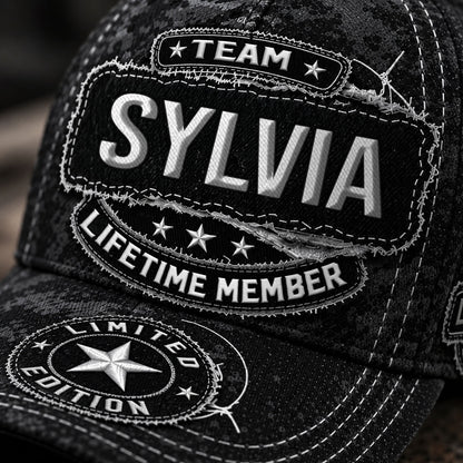 SYLVIA TC03 HH79  Personalized Black Camo Baseball Cap, Custom Name Family Hat