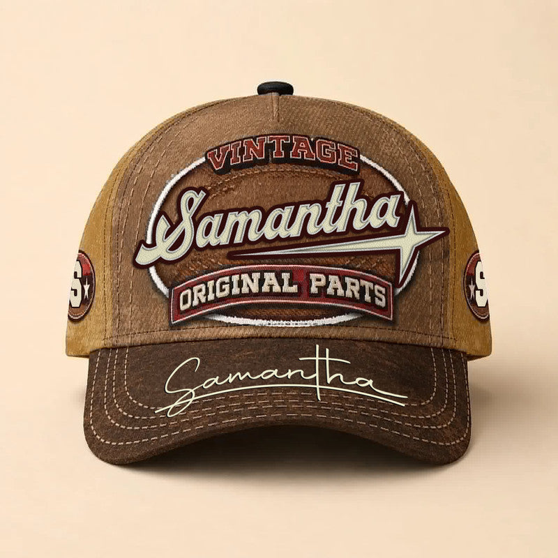 SAMANTHA TC02 HH79  Personalized Name Baseball Cap, Vintage Retro Hat, Custom Gift for Him & Her