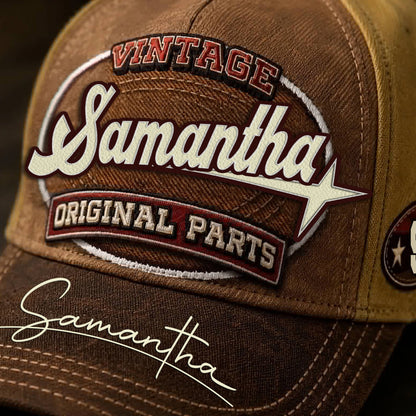SAMANTHA TC02 HH79  Personalized Name Baseball Cap, Vintage Retro Hat, Custom Gift for Him & Her