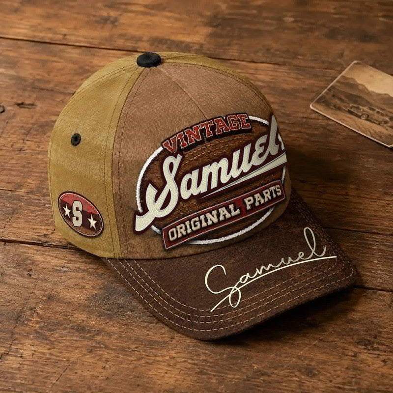SAMUEL TC02 HH79  Personalized Name Baseball Cap, Vintage Retro Hat, Custom Gift for Him & Her