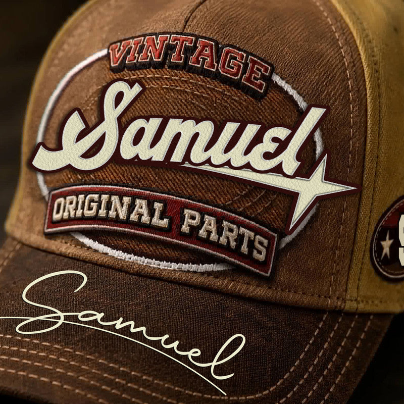 SAMUEL TC02 HH79  Personalized Name Baseball Cap, Vintage Retro Hat, Custom Gift for Him & Her