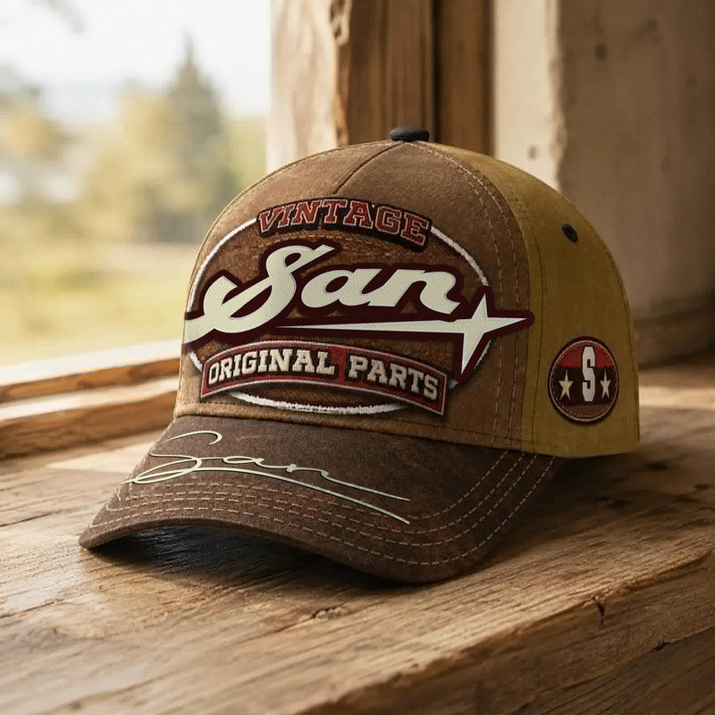 SAN TC02 HH79  Personalized Name Baseball Cap, Vintage Retro Hat, Custom Gift for Him & Her