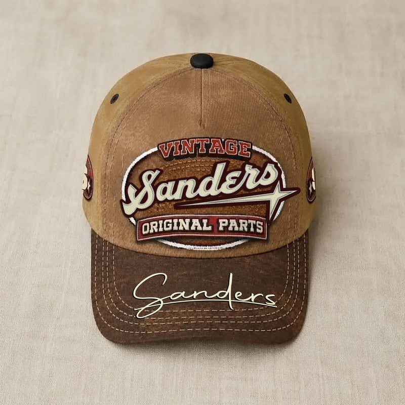 SANDERS TC02 HH79  Personalized Name Baseball Cap, Vintage Retro Hat, Custom Gift for Him & Her
