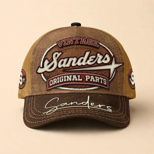 SANDERS TC02 HH79  Personalized Name Baseball Cap, Vintage Retro Hat, Custom Gift for Him & Her