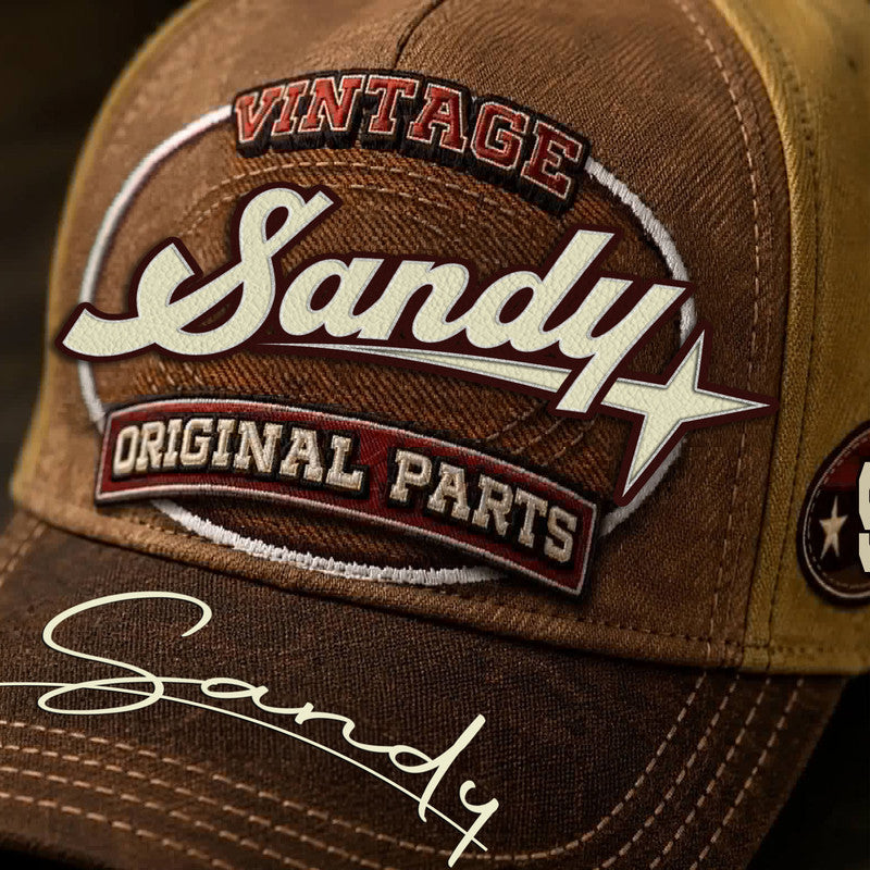 SANDY TC02 HH79  Personalized Name Baseball Cap, Vintage Retro Hat, Custom Gift for Him & Her