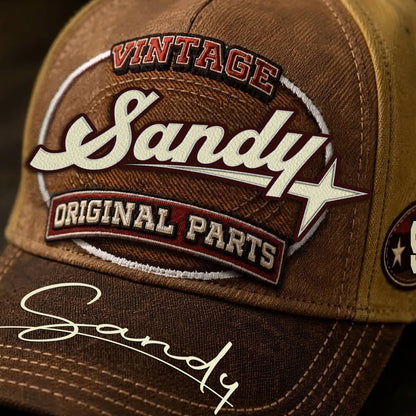 SANDY TC02 HH79  Personalized Name Baseball Cap, Vintage Retro Hat, Custom Gift for Him & Her