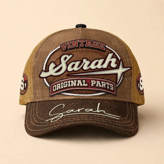 SARAH TC02 HH79  Personalized Name Baseball Cap, Vintage Retro Hat, Custom Gift for Him & Her