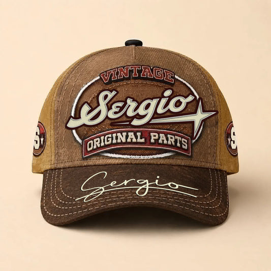 SERGIO TC02 HH79  Personalized Name Baseball Cap, Vintage Retro Hat, Custom Gift for Him & Her