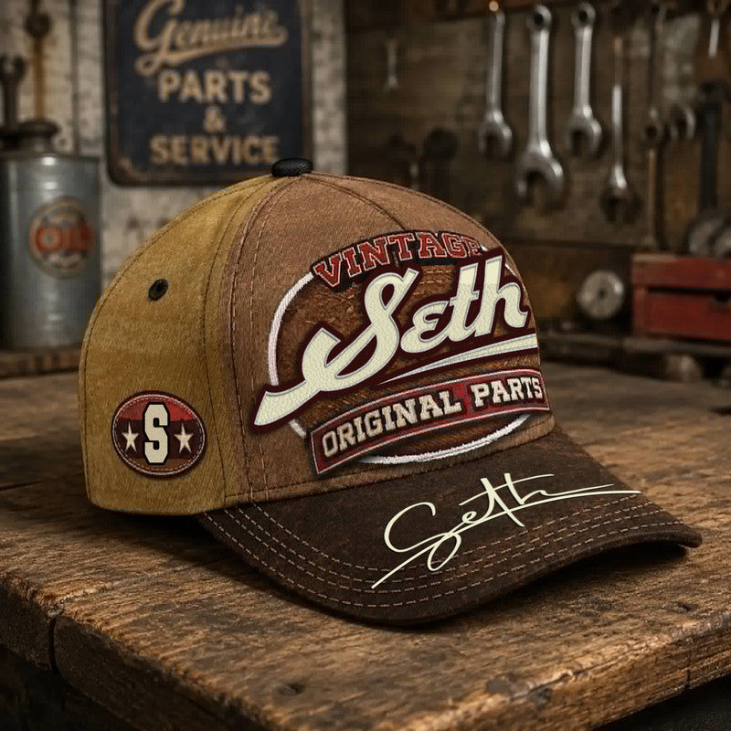 SETH TC02 HH79  Personalized Name Baseball Cap, Vintage Retro Hat, Custom Gift for Him & Her