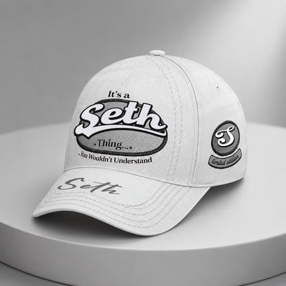 SETH  TC05 HH79  Personalized Distressed Baseball Cap, Custom Retro Trucker Hat, Statement Dad Cap, White version