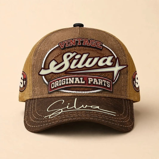 SILVA TC02 HH79  Personalized Name Baseball Cap, Vintage Retro Hat, Custom Gift for Him & Her