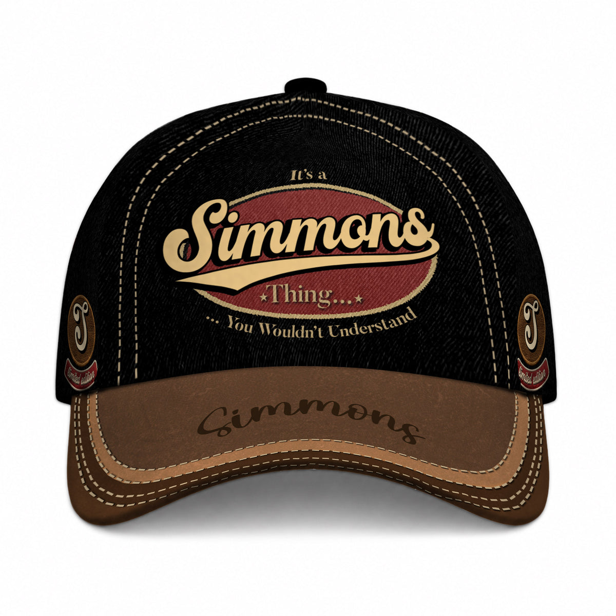 SIMMONS  TC06 HH79 Personalized Distressed Baseball Cap, Custom Retro Trucker Hat, Statement Dad Cap
