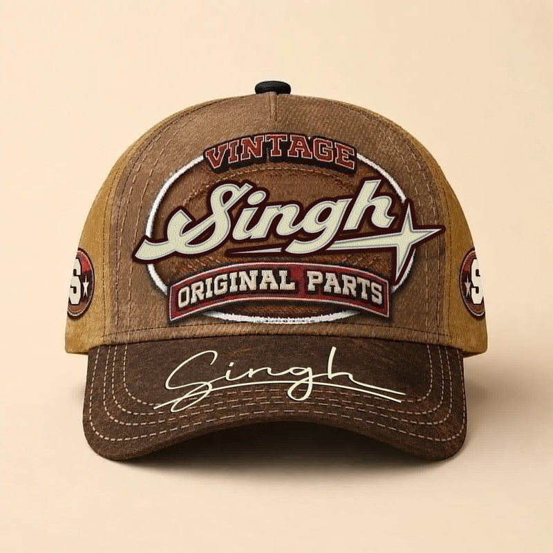 SINGH TC02 HH79  Personalized Name Baseball Cap, Vintage Retro Hat, Custom Gift for Him & Her