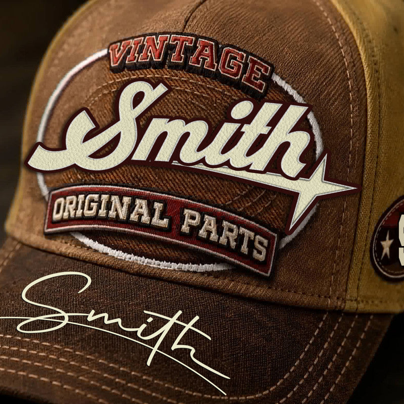 SMITH TC02 HH79  Personalized Name Baseball Cap, Vintage Retro Hat, Custom Gift for Him & Her
