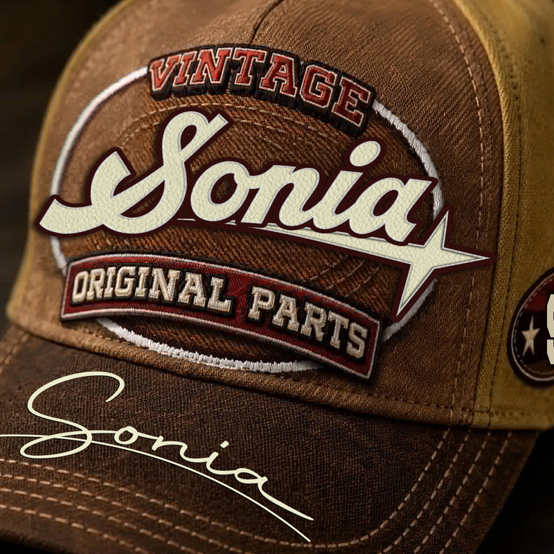 SONIA TC02 HH79  Personalized Name Baseball Cap, Vintage Retro Hat, Custom Gift for Him & Her