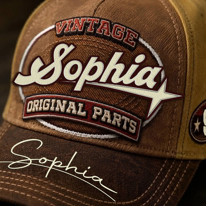 SOPHIA TC02 HH79  Personalized Name Baseball Cap, Vintage Retro Hat, Custom Gift for Him & Her