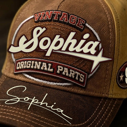 SOPHIA TC02 HH79  Personalized Name Baseball Cap, Vintage Retro Hat, Custom Gift for Him & Her