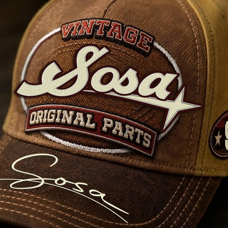 SOSA TC02 HH79  Personalized Name Baseball Cap, Vintage Retro Hat, Custom Gift for Him & Her