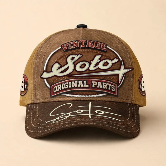 SOTO TC02 HH79  Personalized Name Baseball Cap, Vintage Retro Hat, Custom Gift for Him & Her