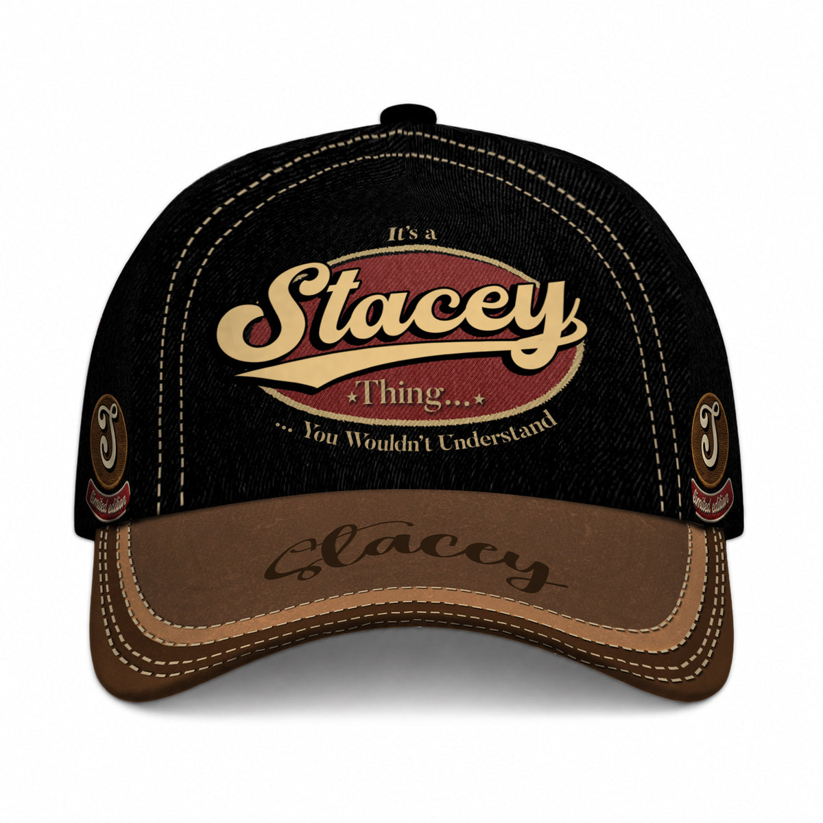 STACEY  TC06 HH79 Personalized Distressed Baseball Cap, Custom Retro Trucker Hat, Statement Dad Cap