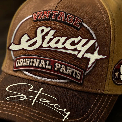 STACY TC02 HH79  Personalized Name Baseball Cap, Vintage Retro Hat, Custom Gift for Him & Her