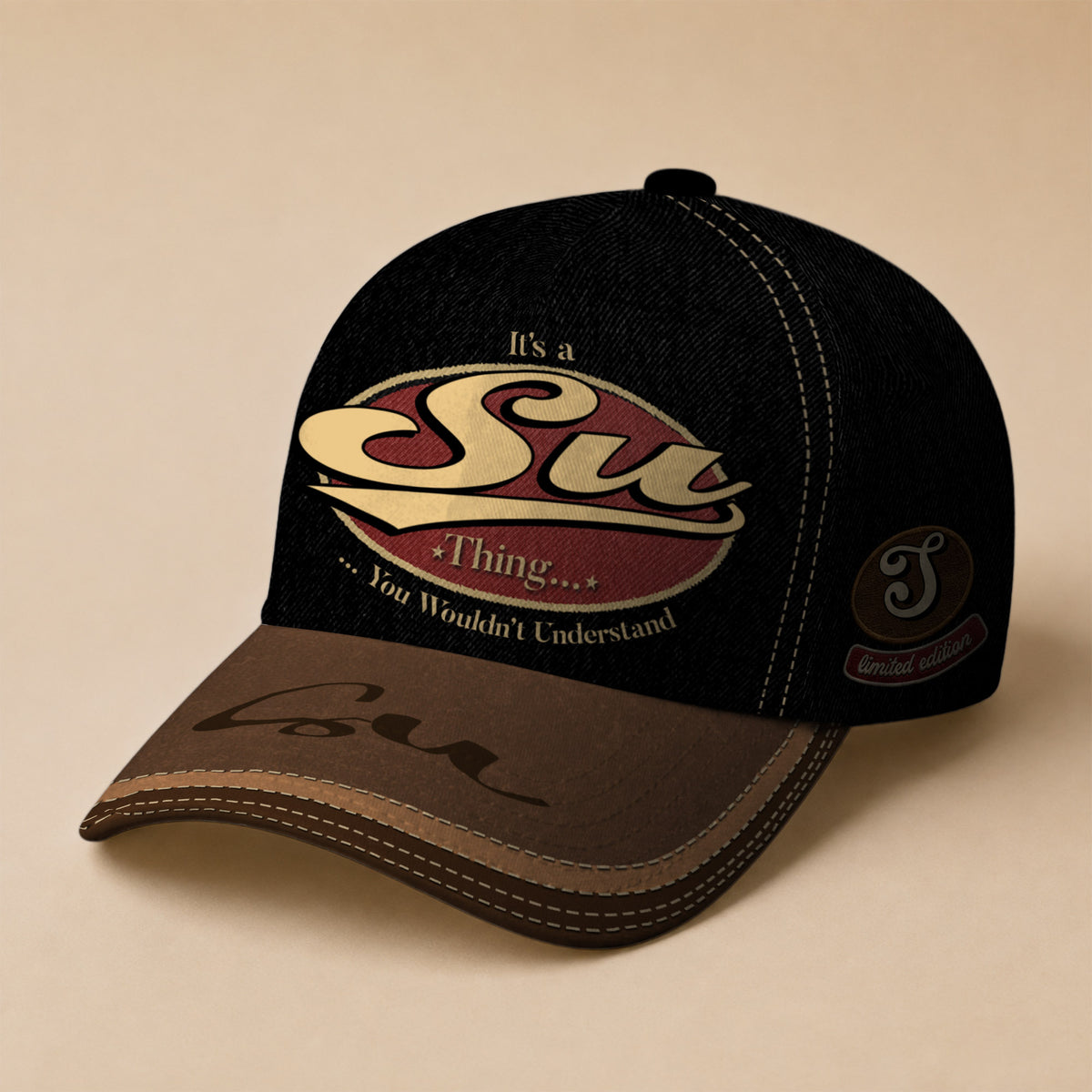 SU  TC06 HH79 Personalized Distressed Baseball Cap, Custom Retro Trucker Hat, Statement Dad Cap