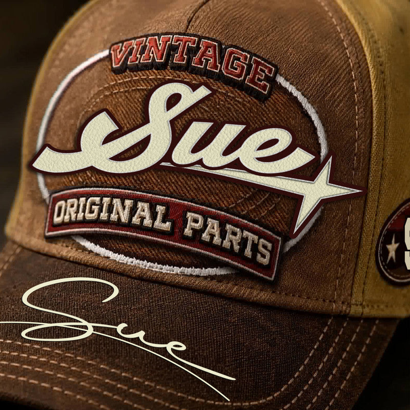 SUE TC02 HH79  Personalized Name Baseball Cap, Vintage Retro Hat, Custom Gift for Him & Her