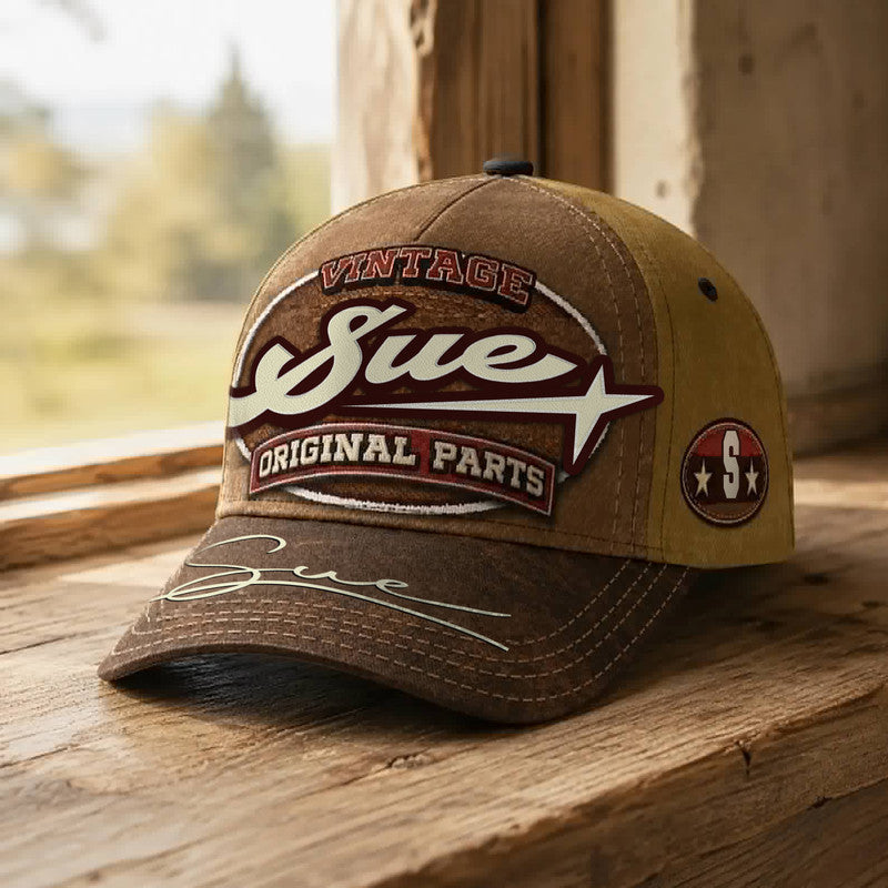 SUE TC02 HH79  Personalized Name Baseball Cap, Vintage Retro Hat, Custom Gift for Him & Her