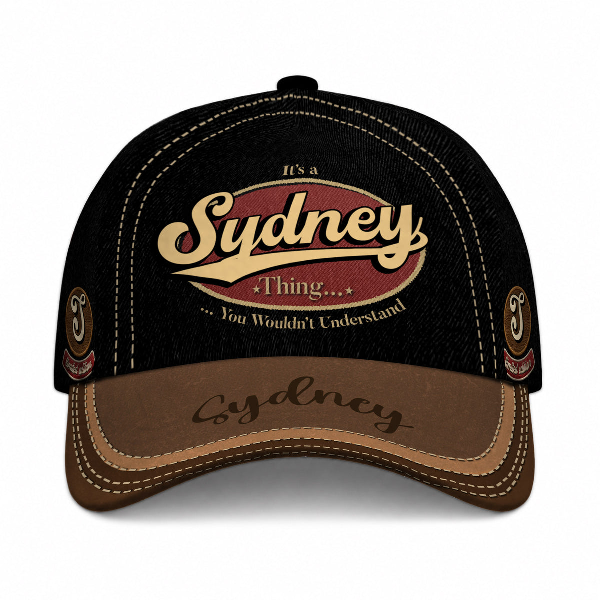 SYDNEY  TC06 HH79 Personalized Distressed Baseball Cap, Custom Retro Trucker Hat, Statement Dad Cap