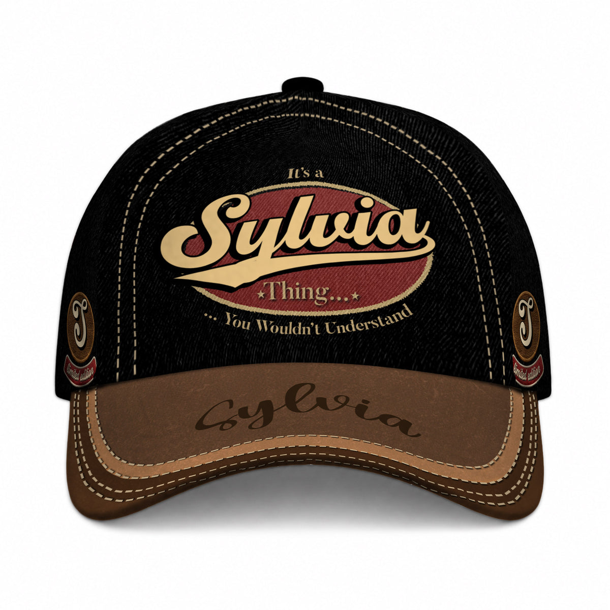 SYLVIA  TC06 HH79 Personalized Distressed Baseball Cap, Custom Retro Trucker Hat, Statement Dad Cap