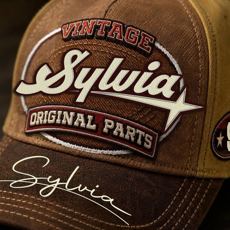 SYLVIA TC02 HH79  Personalized Name Baseball Cap, Vintage Retro Hat, Custom Gift for Him & Her