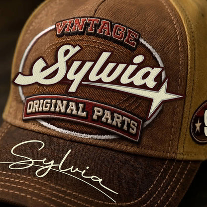 SYLVIA TC02 HH79  Personalized Name Baseball Cap, Vintage Retro Hat, Custom Gift for Him & Her