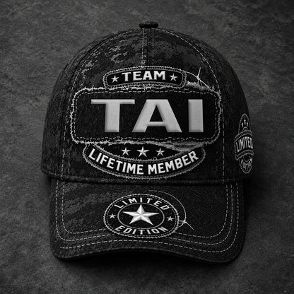 TAI TC03 HH79  Personalized Black Camo Baseball Cap, Custom Name Family Hat