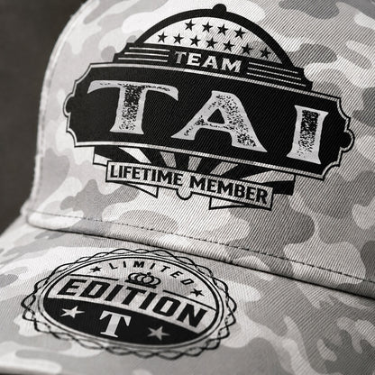 TAI TC01 HH79 Team Your Name Hat, Personalized Camo Baseball Cap, Custom Family Gift, Gift for Him Her