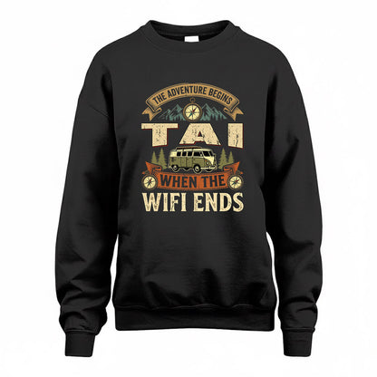 TAI TT898-K6-229 – Personalized Funny Camping Quote Apparel “The Adventure Begins When The WiFi Ends”