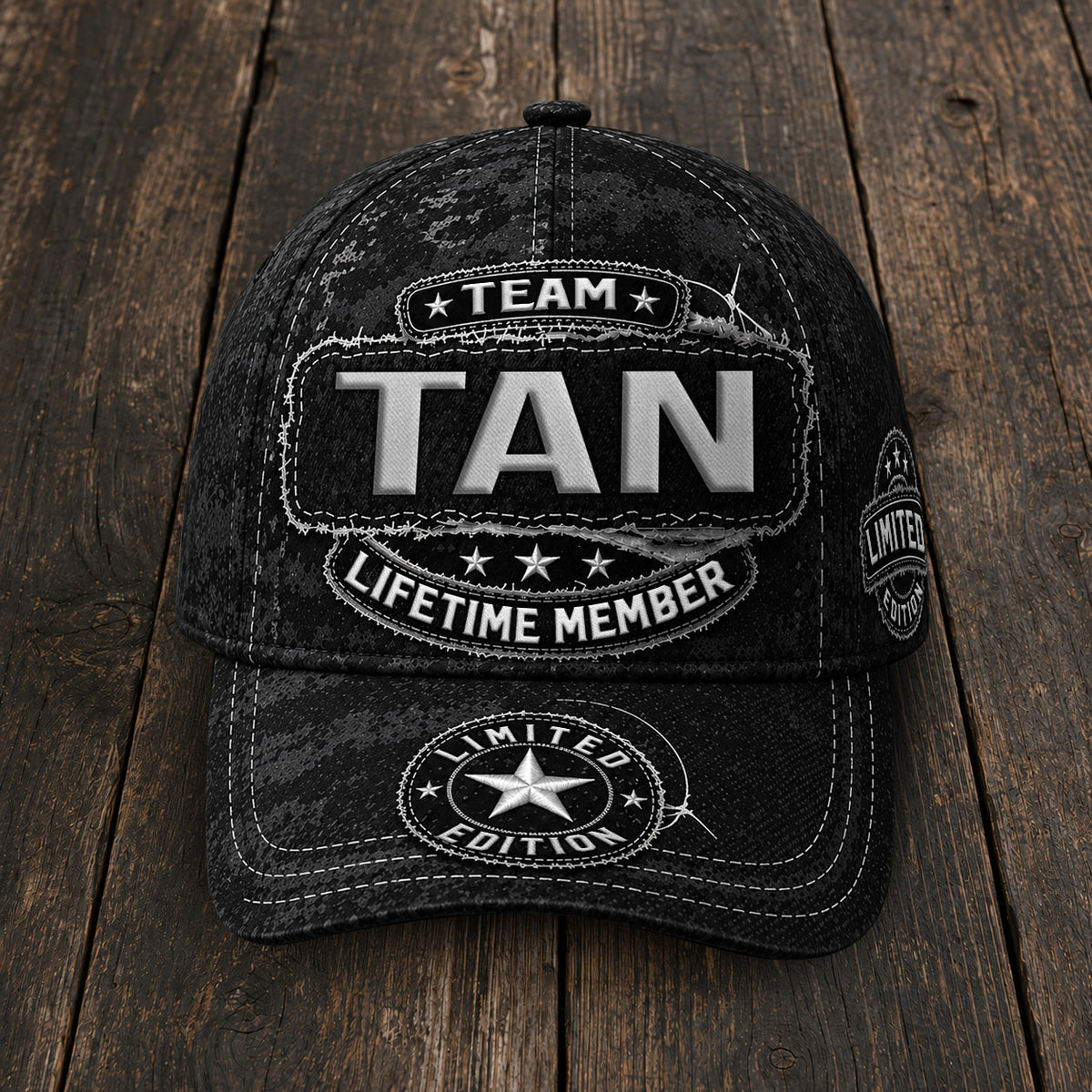 TAN TC03 HH79  Personalized Black Camo Baseball Cap, Custom Name Family Hat