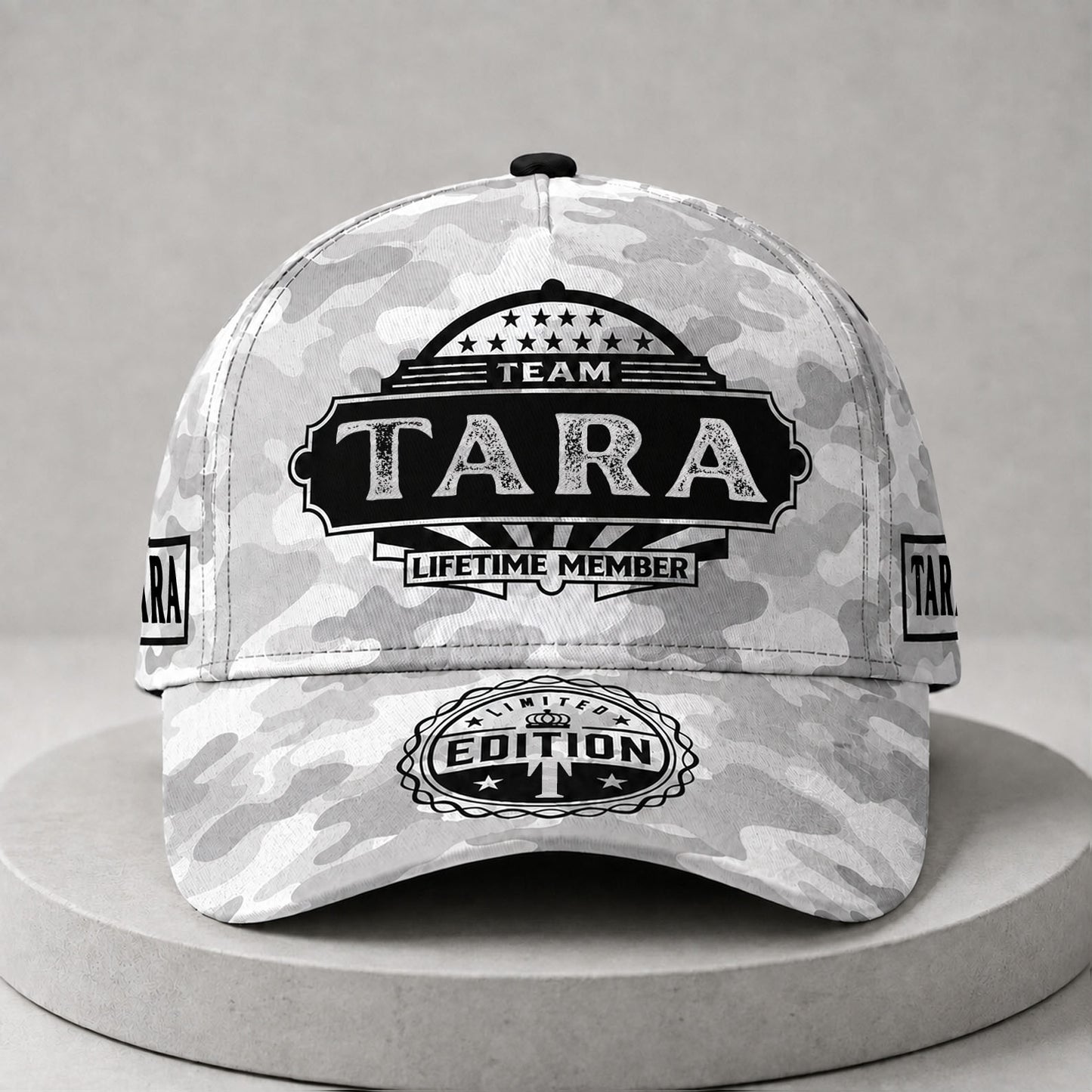 TARA TC01 HH79 Team Your Name Hat, Personalized Camo Baseball Cap, Custom Family Gift, Gift for Him Her