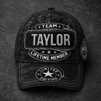 TAYLOR TC03 HH79  Personalized Black Camo Baseball Cap, Custom Name Family Hat
