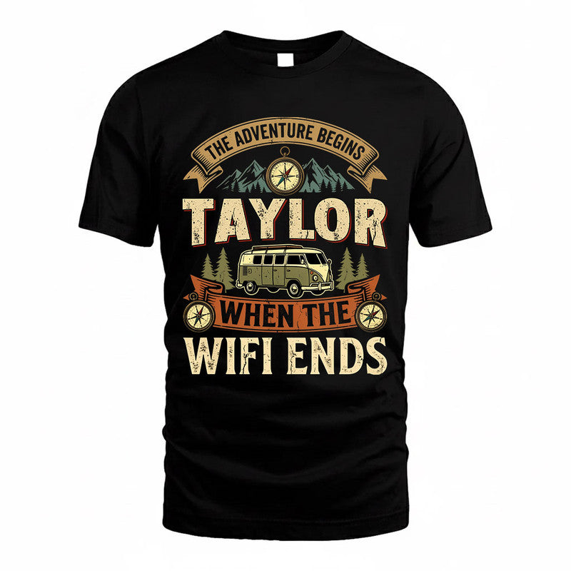 TAYLOR TT898-K6-229 – Personalized Funny Camping Quote Apparel “The Adventure Begins When The WiFi Ends”