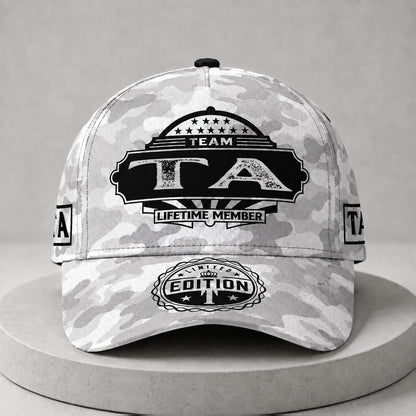 TA TC01 HH79 Team Your Name Hat, Personalized Camo Baseball Cap, Custom Family Gift, Gift for Him Her