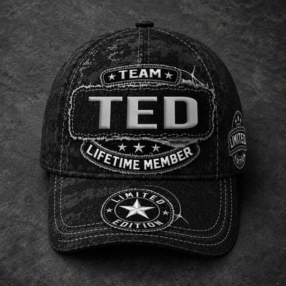 TED TC03 HH79  Personalized Black Camo Baseball Cap, Custom Name Family Hat