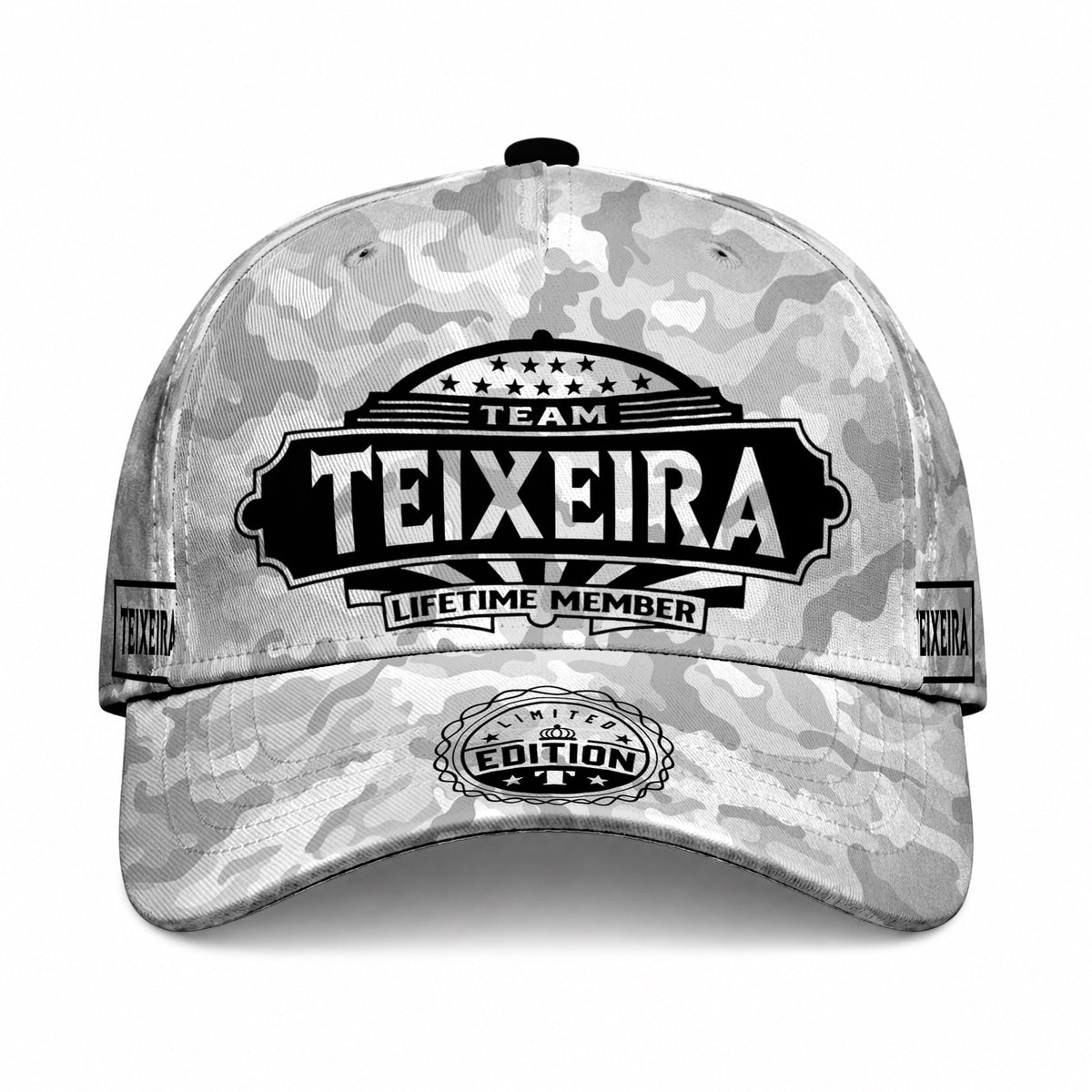 TEIXEIRA TC01 HH79 Team Your Name Hat, Personalized Camo Baseball Cap, Custom Family Gift, Gift for Him Her