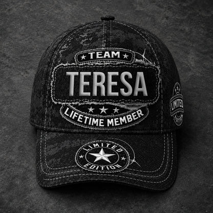 TERESA TC03 HH79  Personalized Black Camo Baseball Cap, Custom Name Family Hat