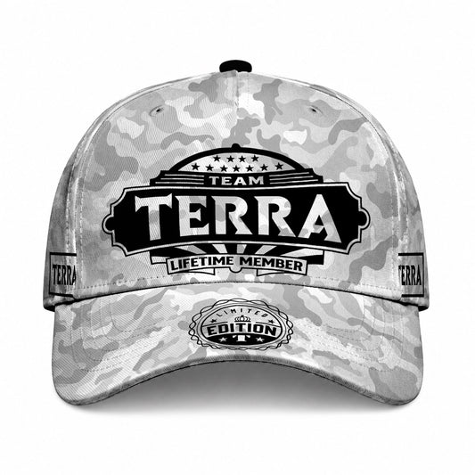 TERRA TC01 HH79 Team Your Name Hat, Personalized Camo Baseball Cap, Custom Family Gift, Gift for Him Her
