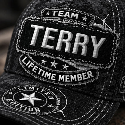 TERRY TC03 HH79  Personalized Black Camo Baseball Cap, Custom Name Family Hat