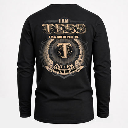 TESS 2K-101–Personalized Name Quote Apparel “I Am NAME May Not Be Perfect But I Am Limited Edition”