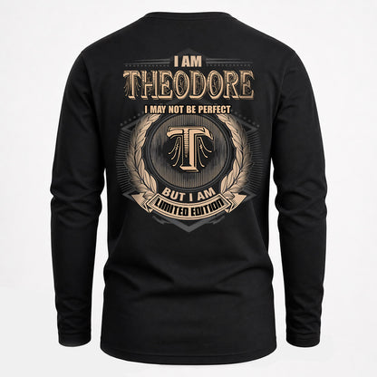 THEODORE 2K-101–Personalized Name Quote Apparel “I Am NAME May Not Be Perfect But I Am Limited Edition”