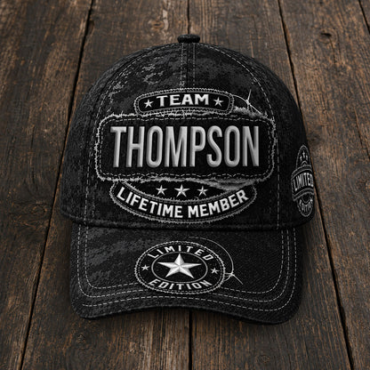 THOMPSON TC03 HH79  Personalized Black Camo Baseball Cap, Custom Name Family Hat