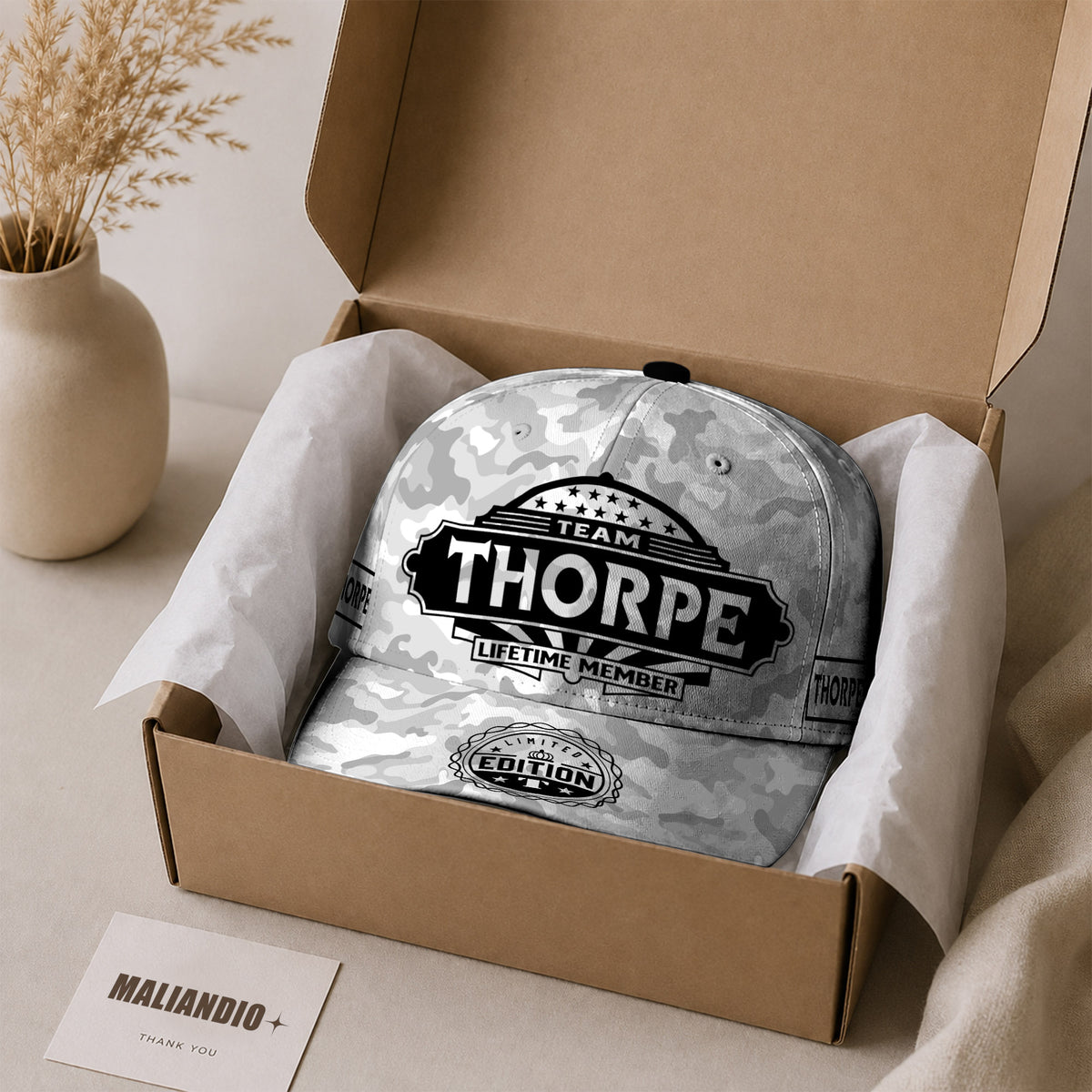 THORPE TC01 HH79 Team Your Name Hat, Personalized Camo Baseball Cap, Custom Family Gift, Gift for Him Her
