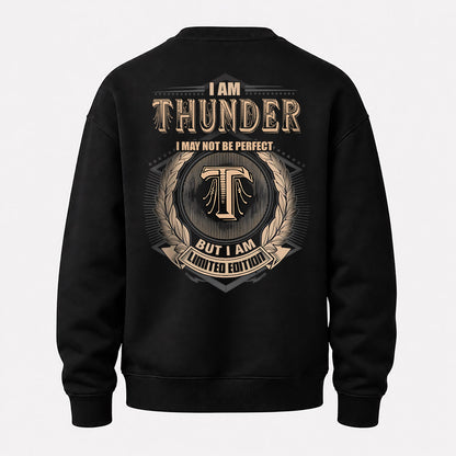 THUNDER 2K-101–Personalized Name Quote Apparel “I Am NAME May Not Be Perfect But I Am Limited Edition”